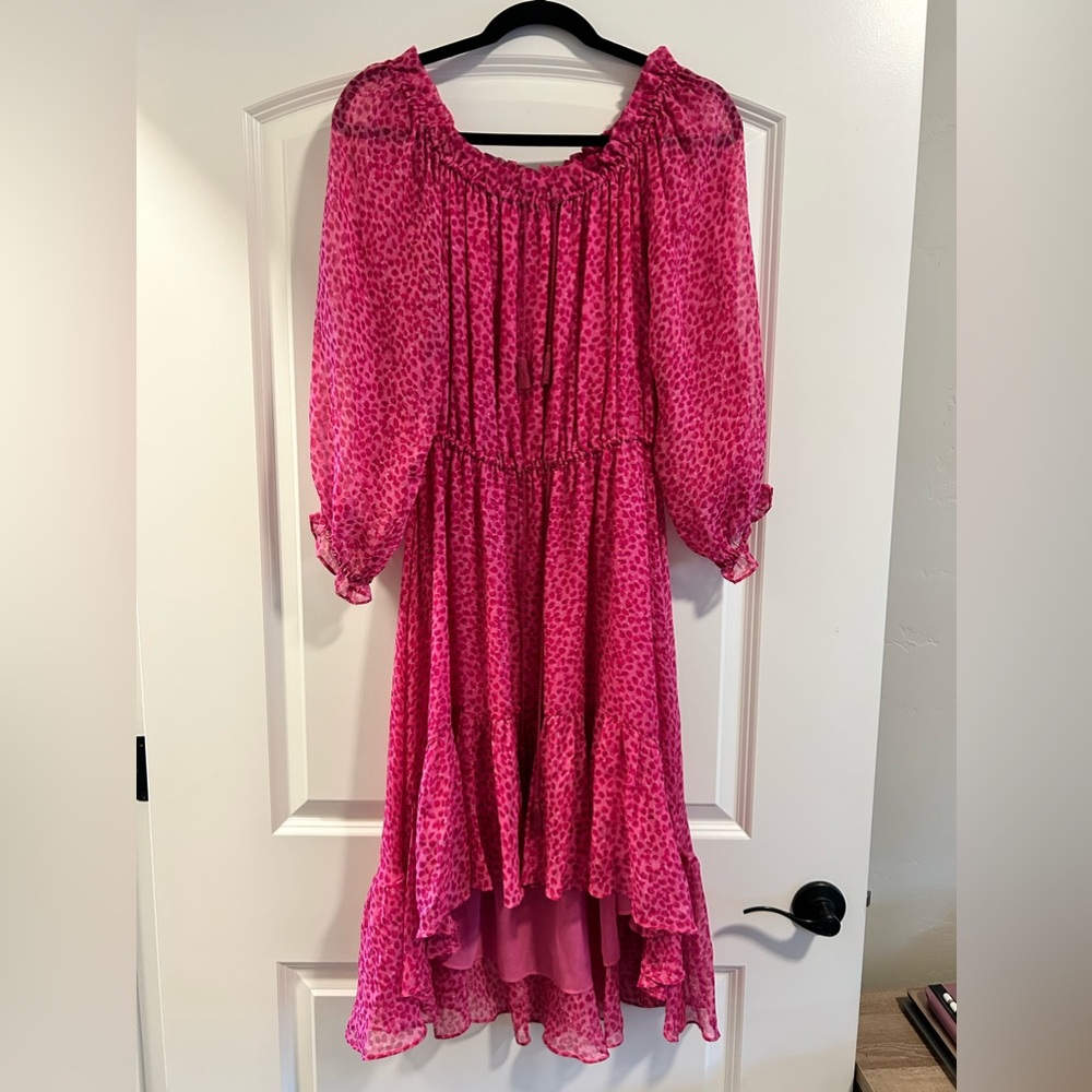 Diane Von Furstenberg Pink Leopard High Low Dress